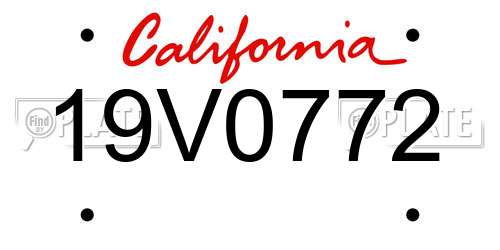 19V0772 California License Plate