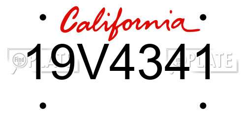 19V4341 California License Plate