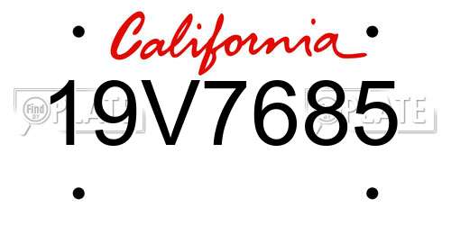 19V7685 California License Plate