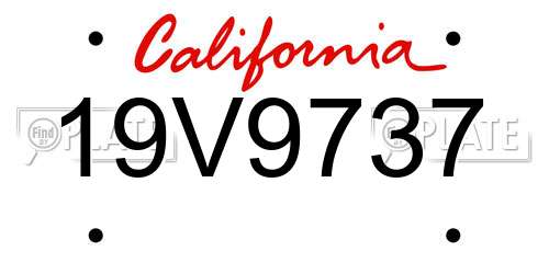 19V9737 California License Plate