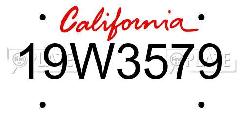 19W3579 California License Plate