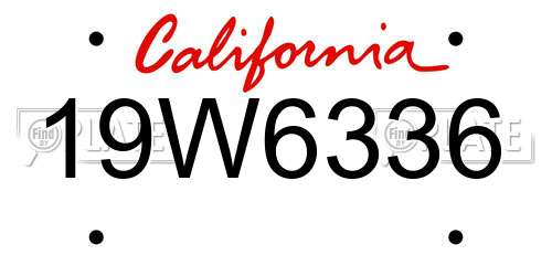 19W6336 California License Plate