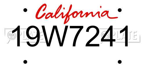 19W7241 California License Plate