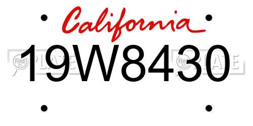 19W8430 California License Plate