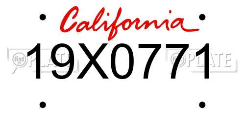 19X0771 California License Plate