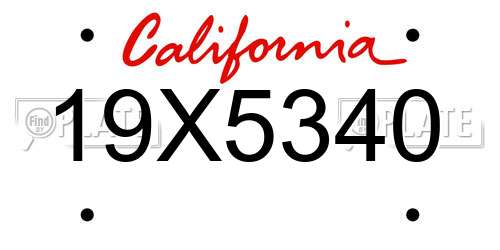 19X5340 California License Plate