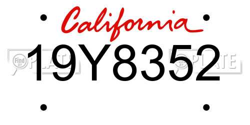 19Y8352 California License Plate