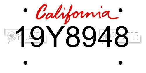 19Y8948 California License Plate