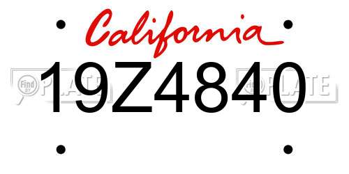 19Z4840 California License Plate