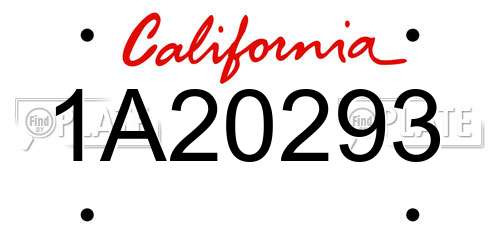 1A20293 California License Plate