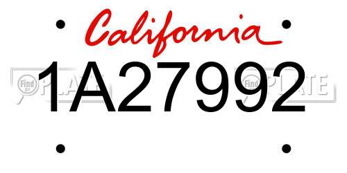 1A27992 California License Plate