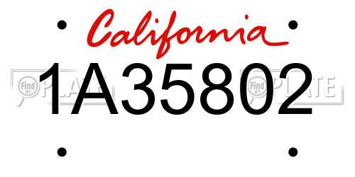 1A35802 California License Plate