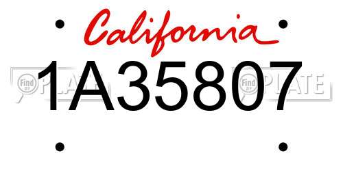 1A35807 California License Plate