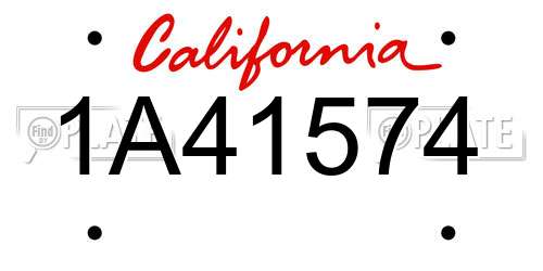 1A41574 California License Plate