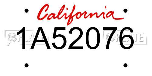 1A52076 California License Plate