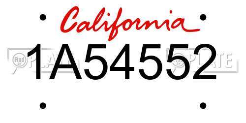 1A54552 California License Plate