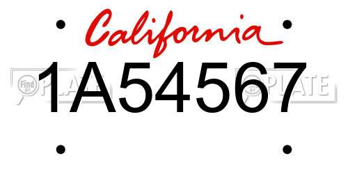 1A54567 California License Plate