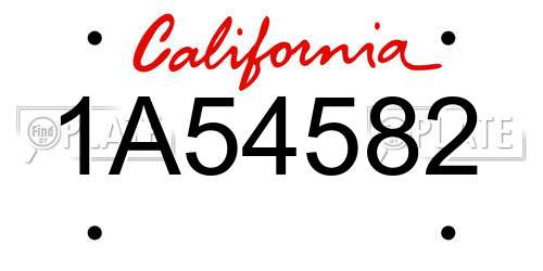 1A54582 California License Plate