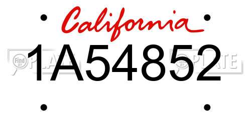 1A54852 California License Plate