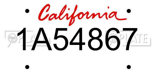1A54867 California License Plate