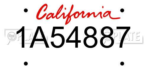 1A54887 California License Plate