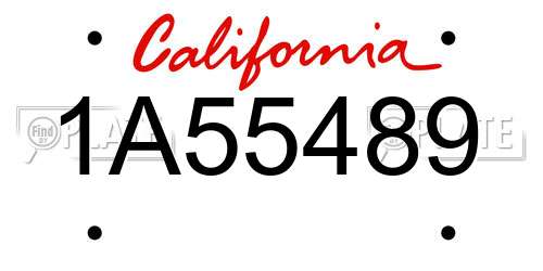 1A55489 California License Plate