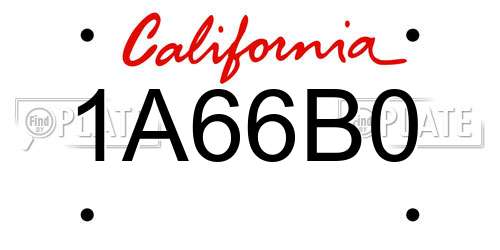 1A66B0 California License Plate