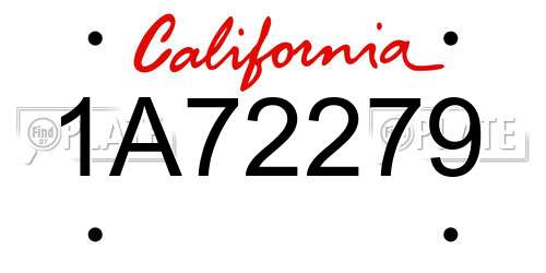 1A72279 California License Plate