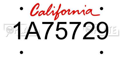 1A75729 California License Plate