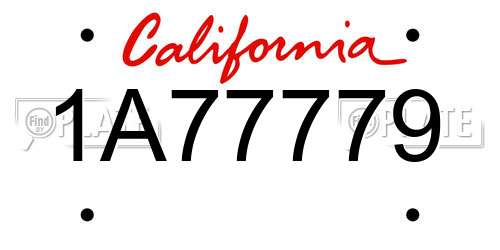 1A77779 California License Plate