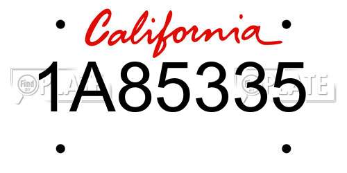 1A85335 California License Plate