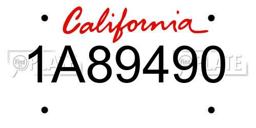1A89490 California License Plate
