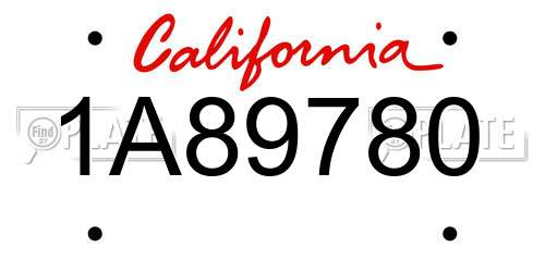 1A89780 California License Plate