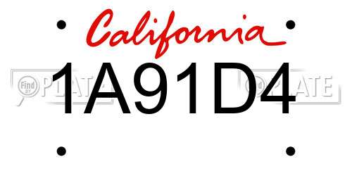 1A91D4 California License Plate