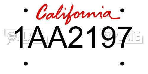 1AA2197 California License Plate