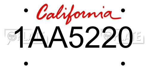 1AA5220 California License Plate