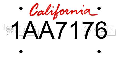 1AA7176 California License Plate