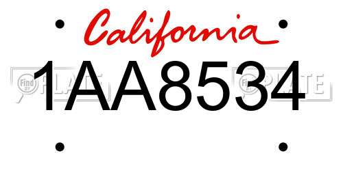 1AA8534 California License Plate