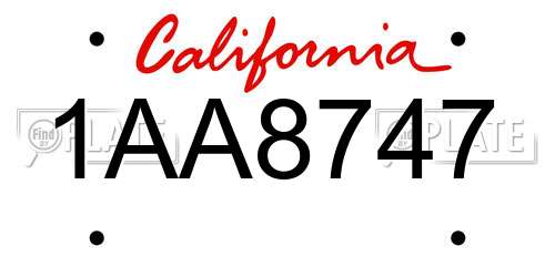 1AA8747 California License Plate