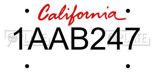 1AAB247 California License Plate