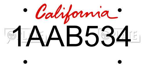1AAB534 California License Plate