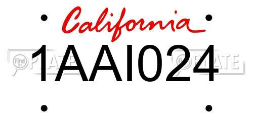 1AAI024 California License Plate