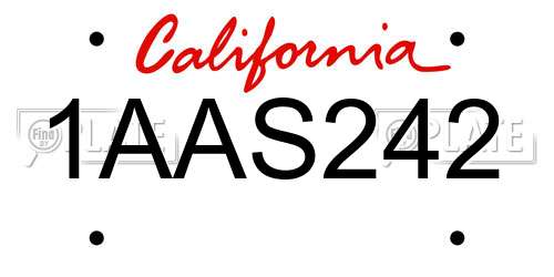 1AAS242 California License Plate