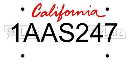 1AAS247 California License Plate
