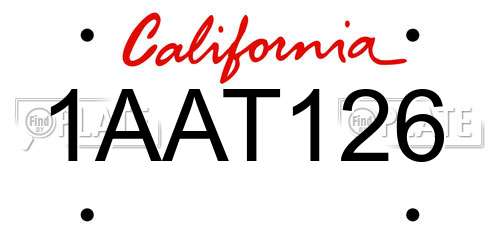 1AAT126 California License Plate
