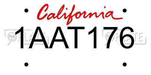 1AAT176 California License Plate