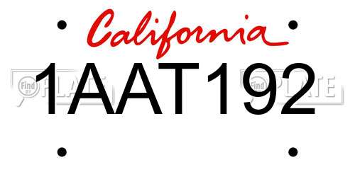 1AAT192 California License Plate