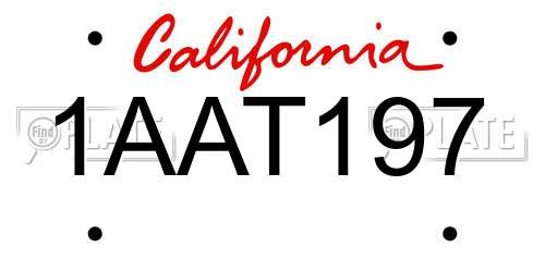 1AAT197 California License Plate