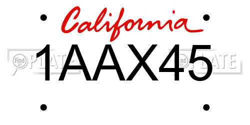 1AAX45 California License Plate