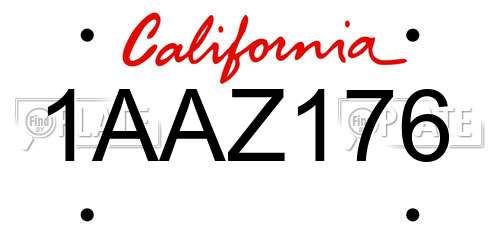 1AAZ176 California License Plate